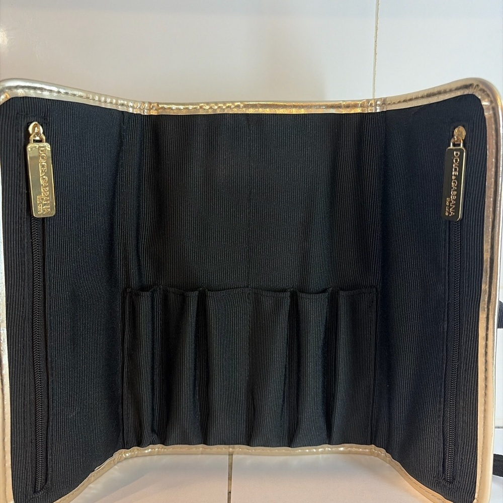 Dolce & Gabbana The One Gold Makeup Brush Roll Cosmetic Organizer Travel Case - Picture 5 of 6